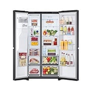 LG Door-in-Door™ Side-by-Side frižider, kapacitet 641L, Prednja sva vrata otvorena sa pogledom na hranu, GSJC41EPPE, thumbnail 2