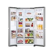 LG Side-by-Side frižider, kapacitet 664L, Prednja sva vrata otvorena sa pogledom na hranu, GSBC40PYPE, thumbnail 2