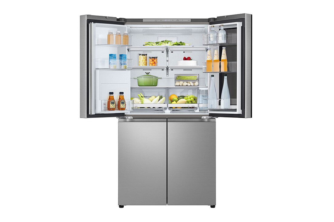 LG InstaView™ Multi-Door frižider, DoorCooling+™ tehnologija, ThinQ™, kapacitet 646L, Prednja gornja vrata otvorena sa pogledom na hranu, GMK961PY5E, thumbnail 9