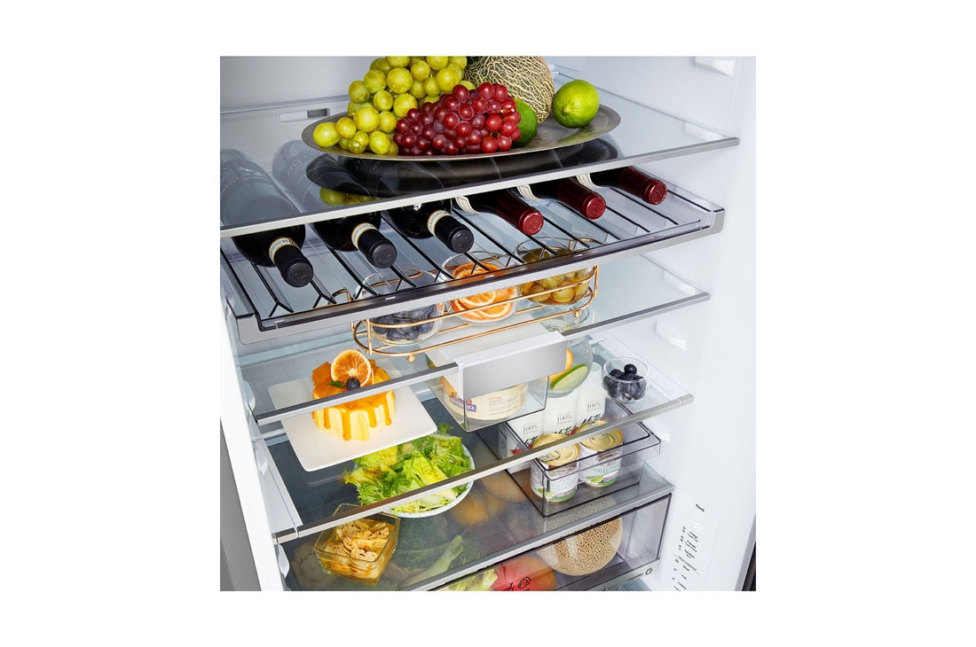 LG Kombinovani frižider sa donjim zamrzivačem, DoorCooling+™ tehnologija, ThinQ™, kapacitet 465L, Prikaz detalja fioke, GBBW726CMB, thumbnail 10