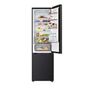 LG Kombinovani frižider sa donjim zamrzivačem, DoorCooling+™ tehnologija, ThinQ™, kapacitet 375L, Prednja gornja vrata otvorena sa pogledom na hranu, GBBS322CEV, thumbnail 5