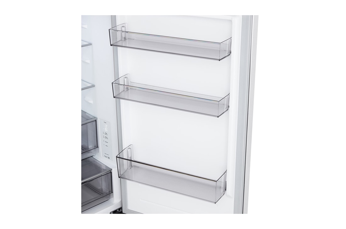 LG Kombinovani frižider sa donjim zamrzivačem, DoorCooling+™ tehnologija, ThinQ™, kapacitet 333L, Prednja sva vrata otvorena sa pogledom na hranu, GBBSJ10ESW, thumbnail 11