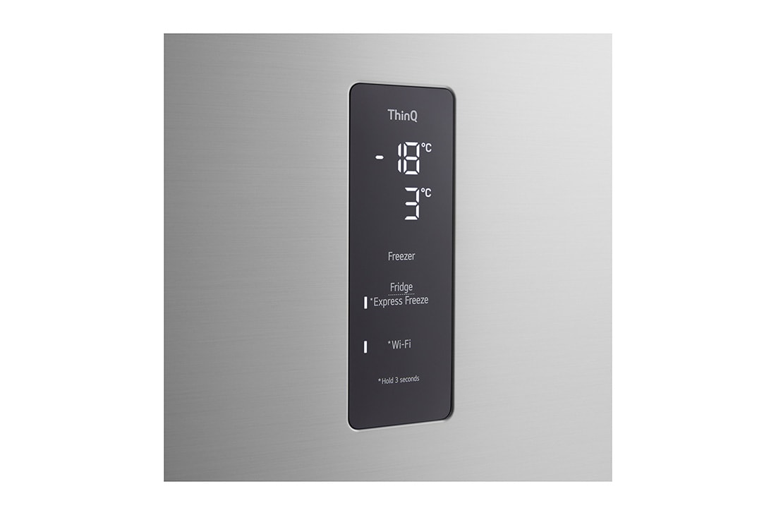 LG Kombinovani frižider sa gornjim zamrzivačem, DoorCooling+™ tehnologija, ThinQ™, kapacitet 609L, Prednja gornja vrata otvorena sa pogledom na hranu, GTFV61PYBQD, thumbnail 4