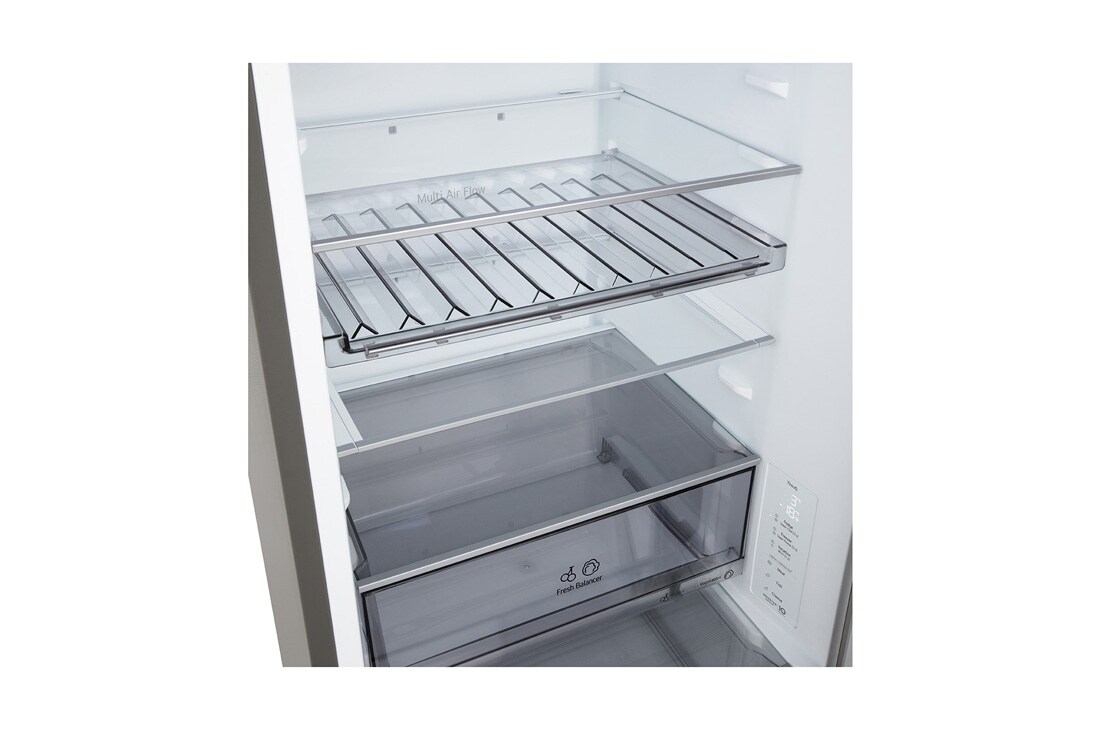 LG Kombinovani frižider sa donjim zamrzivačem, DoorCooling+™ tehnologija, ThinQ™, kapacitet 333L, Prednja sva vrata otvorena sa pogledom na hranu, GBBS312APY, thumbnail 11