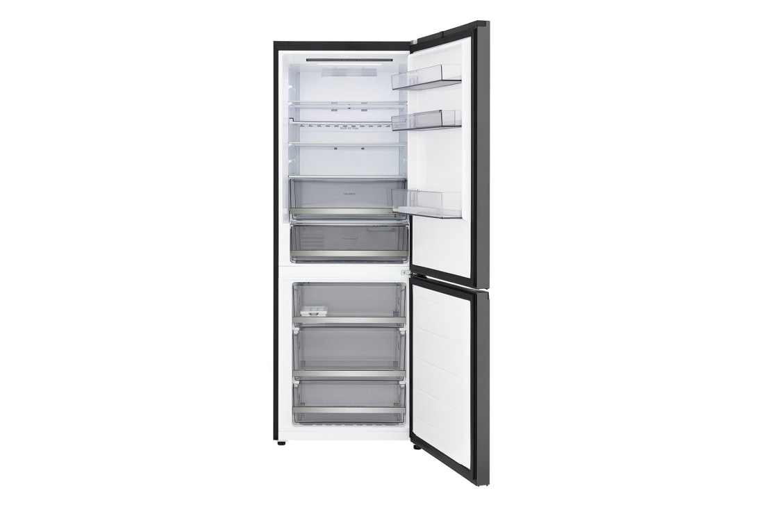 LG Kombinovani frižider sa donjim zamrzivačem, DoorCooling+™ tehnologija, ThinQ™, kapacitet 412L, Prednja sva vrata otvorena sa pogledom na hranu, GBBW312CEV, thumbnail 2