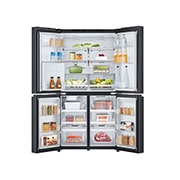 LG Multi-Door frižider, DoorCooling+™ tehnologija, ThinQ™, kapacitet 645L, Prednja sva vrata otvorena sa pogledom na hranu, GMF960EV2E, thumbnail 2