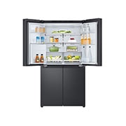 LG Multi-Door frižider, DoorCooling+™ tehnologija, ThinQ™, kapacitet 645L, Prednja gornja vrata otvorena sa pogledom na hranu, GMF960EV2E, thumbnail 4