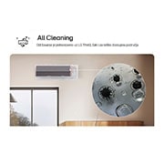 LG 3,5 kW ARTCOOL™ AI Air Mirror Single Split inverterski klima-uređaj, Slika koja prikazuje funkciju Kompletno čišćenje LG klima-uređaja. Vizuelni prikaz naglašava unutrašnji proces čišćenja, sa krupnim planom koji pokazuje uklanjanje prljavštine i klica. Tekst glasi: „K, AA12SP, thumbnail 6