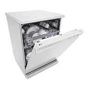 LG QuadWash™ Mašina za pranje sudova sa TrueSteam™ tehnologijom pare, set od 14 kompleta, ThinQ™, WiFi funkcija , left view partially open with dish, DF242FWS, thumbnail 6