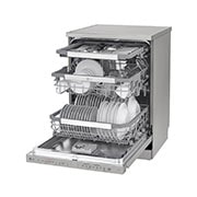 LG QuadWash™ Mašina za pranje sudova sa TrueSteam™ tehnologijom pare, vrata sa automatskim otvaranjem, set za 14 kompleta, ThinQ™, WiFi funkcija, right side view with dish, DF455HPS, thumbnail 8