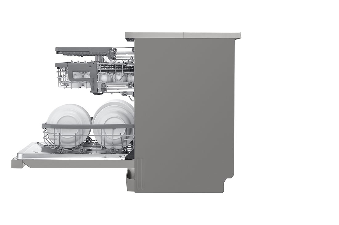 LG QuadWash™ Mašina za pranje sudova sa TrueSteam™ tehnologijom pare, vrata sa automatskim otvaranjem, set za 14 kompleta, ThinQ™, WiFi funkcija, Side view, DF365FPS, thumbnail 11