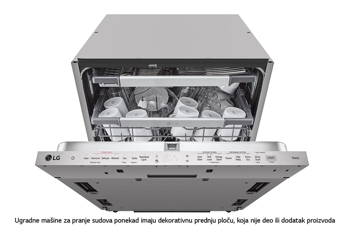 LG QuadWash™ Ugradne parna mašina za pranje sudova sa TrueSteam™ tehnologijom pare, vrata sa automatskim otvaranjem, set za 14 kompleta, ThinQ™  WiFi funkcija, Pogled na bubanj, DB475TXS, thumbnail 4
