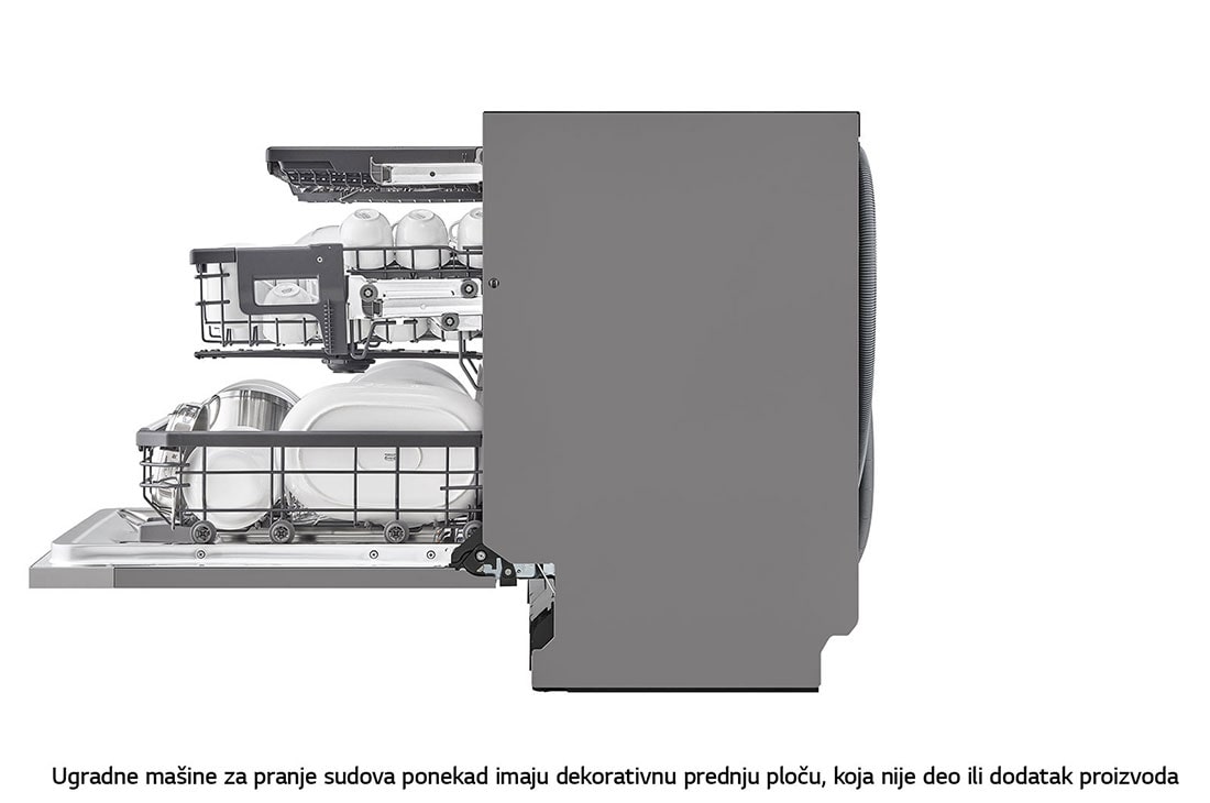 LG QuadWash™ Ugradne parna mašina za pranje sudova sa TrueSteam™ tehnologijom pare, vrata sa automatskim otvaranjem, set za 14 kompleta, ThinQ™  WiFi funkcija, Bočni pogled, DB475TXS, thumbnail 8
