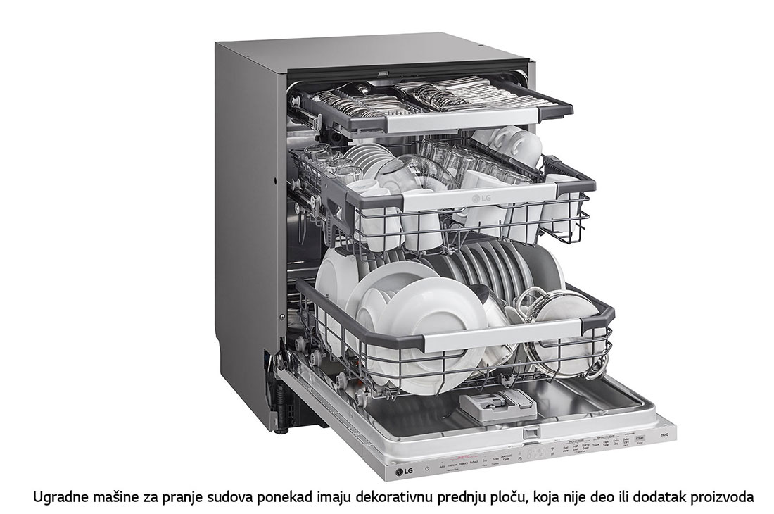 LG QuadWash™ Ugradne parna mašina za pranje sudova sa TrueSteam™ tehnologijom pare, vrata sa automatskim otvaranjem, set za 14 kompleta, ThinQ™  WiFi funkcija, Pogled sa leve perspektive, DB475TXS, thumbnail 9