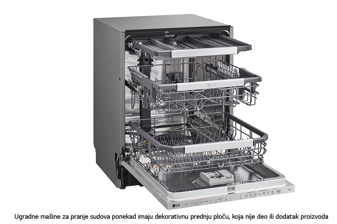 LG QuadWash™ Ugradne parna mašina za pranje sudova sa TrueSteam™ tehnologijom pare, vrata sa automatskim otvaranjem, set za 14 kompleta, ThinQ™  WiFi funkcija, Pogled sa leve perspektive, DB475TXS, thumbnail 10
