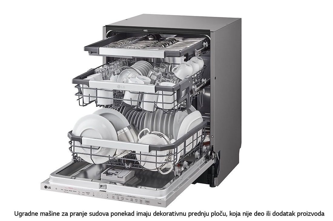 LG QuadWash™ Ugradne parna mašina za pranje sudova sa TrueSteam™ tehnologijom pare, vrata sa automatskim otvaranjem, set za 14 kompleta, ThinQ™  WiFi funkcija, Pogled sa leve strane, DB475TXS, thumbnail 12