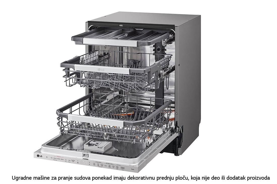 LG QuadWash™ Ugradne parna mašina za pranje sudova sa TrueSteam™ tehnologijom pare, vrata sa automatskim otvaranjem, set za 14 kompleta, ThinQ™  WiFi funkcija, Pogled sa leve strane, DB475TXS, thumbnail 13