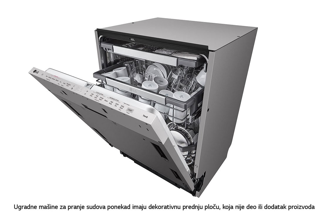 LG QuadWash™ Ugradne parna mašina za pranje sudova sa TrueSteam™ tehnologijom pare, vrata sa automatskim otvaranjem, set za 14 kompleta, ThinQ™  WiFi funkcija, Pogled odozgo spreda, DB475TXS, thumbnail 14