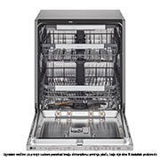 LG QuadWash™ Ugradne parna mašina za pranje sudova sa TrueSteam™ tehnologijom pare, vrata sa automatskim otvaranjem, set za 14 kompleta, ThinQ™  WiFi funkcija, Pogled spreda sa otvorenim vratima, DB475TXS, thumbnail 3