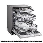 LG QuadWash™ Ugradne parna mašina za pranje sudova sa TrueSteam™ tehnologijom pare, vrata sa automatskim otvaranjem, set za 14 kompleta, ThinQ™  WiFi funkcija, Pogled sa leve perspektive, DB475TXS, thumbnail 9