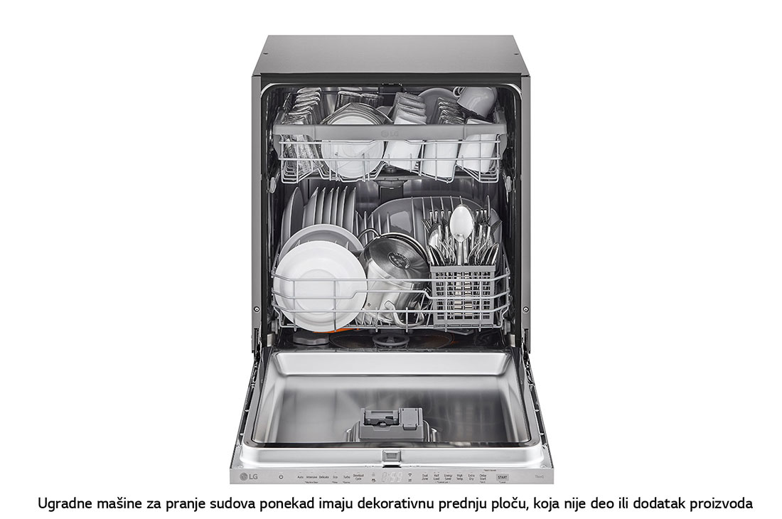 LG QuadWash™ Ugradne parna mašina za pranje sudova, set za 14 kompleta, ThinQ™ WiFi funkcija, Front view with door open, DB242TX, thumbnail 2