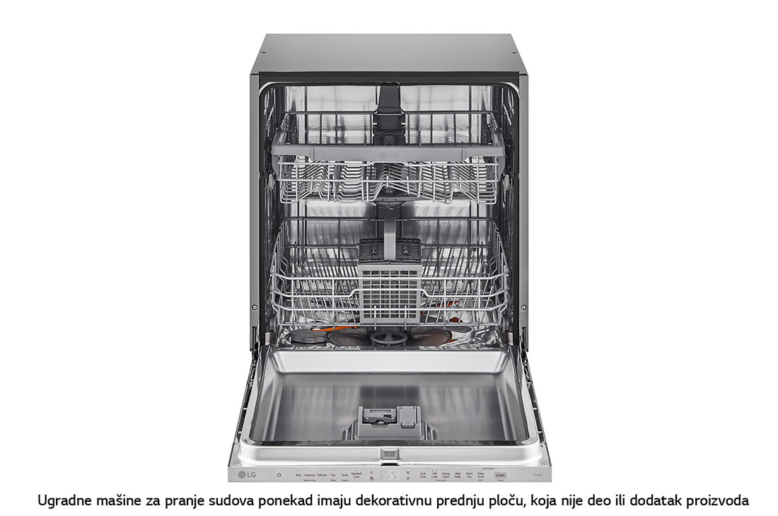 LG QuadWash™ Ugradne parna mašina za pranje sudova, set za 14 kompleta, ThinQ™ WiFi funkcija, Front view with door open, DB242TX, thumbnail 3
