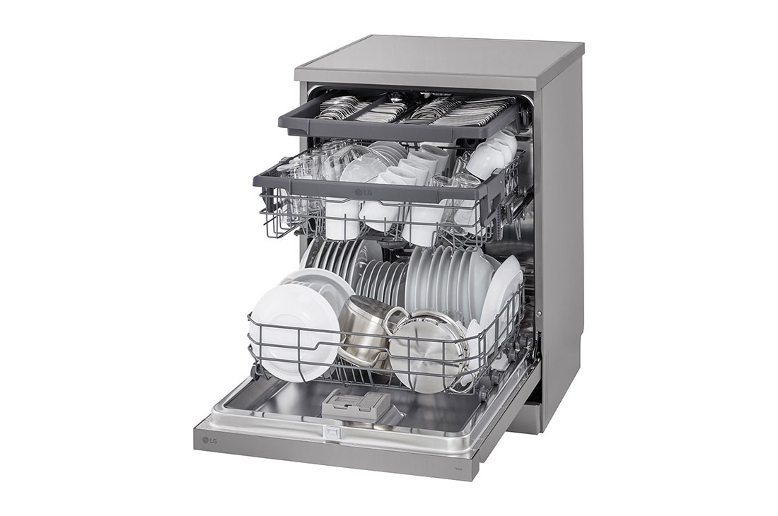 LG QuadWash™ Mašina za pranje sudova sa TrueSteam™ tehnologijom pare, set od 14 kompleta, ThinQ™  WiFi funkcija , Pogled sa desne strane, DF243FVS, thumbnail 12