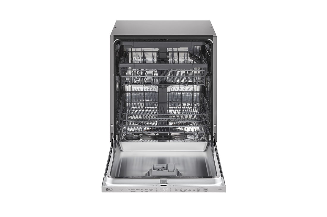 LG QuadWash™ Ugradne mašina za pranje sudova, set za 14 kompleta, ThinQ™ WiFi funkcija, Front view with door open, DB243TX, thumbnail 2