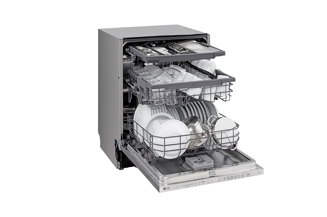 LG QuadWash™ Ugradne mašina za pranje sudova, set za 14 kompleta, ThinQ™ WiFi funkcija, Side view, DB243TX, thumbnail 6