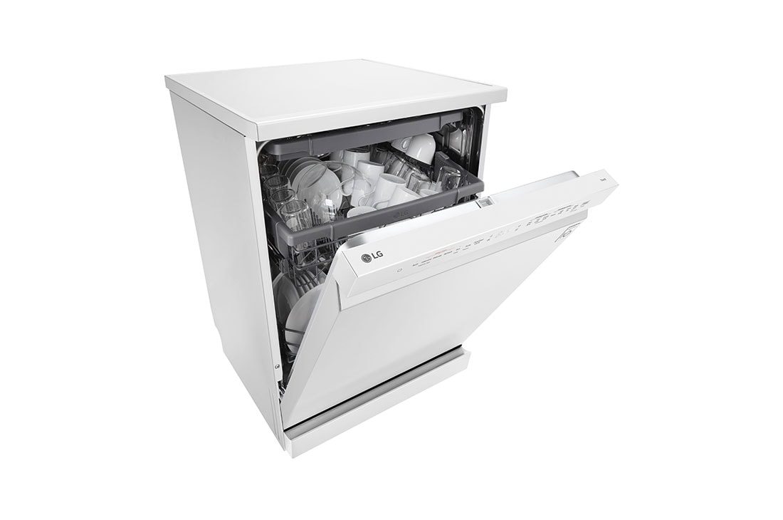 LG QuadWash™ Mašina za pranje sudova sa TrueSteam™ tehnologijom pare, set od 14 kompleta, ThinQ™  WiFi funkcija , right side with utensils stored , DF243FWS, thumbnail 7