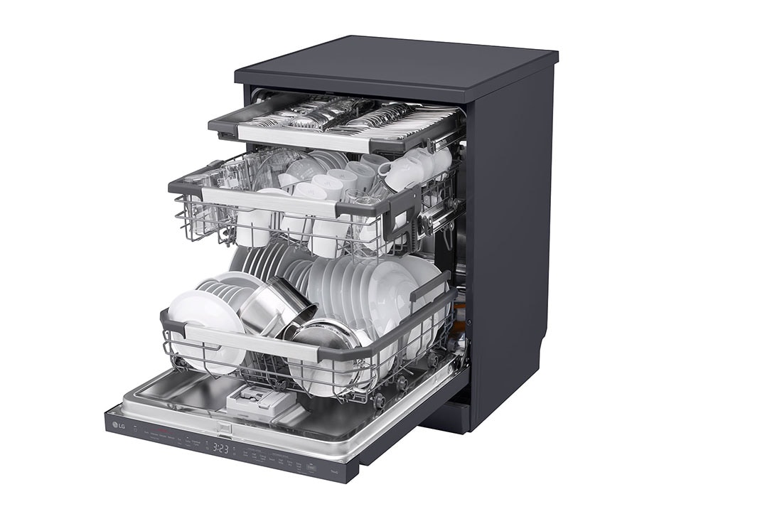 LG QuadWash™ Mašina za pranje sudova sa TrueSteam™ tehnologijom pare, vrata sa automatskim otvaranjem, set za 14 kompleta, ThinQ™ WiFi funkcija, Prikaz detalja fioke, DF587HMS, thumbnail 9