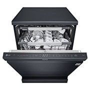 LG QuadWash™ Mašina za pranje sudova sa TrueSteam™ tehnologijom pare, vrata sa automatskim otvaranjem, set za 14 kompleta, ThinQ™ WiFi funkcija, Prednja gornja vrata otvorena sa pogledom na hranu, DF587HMS, thumbnail 4
