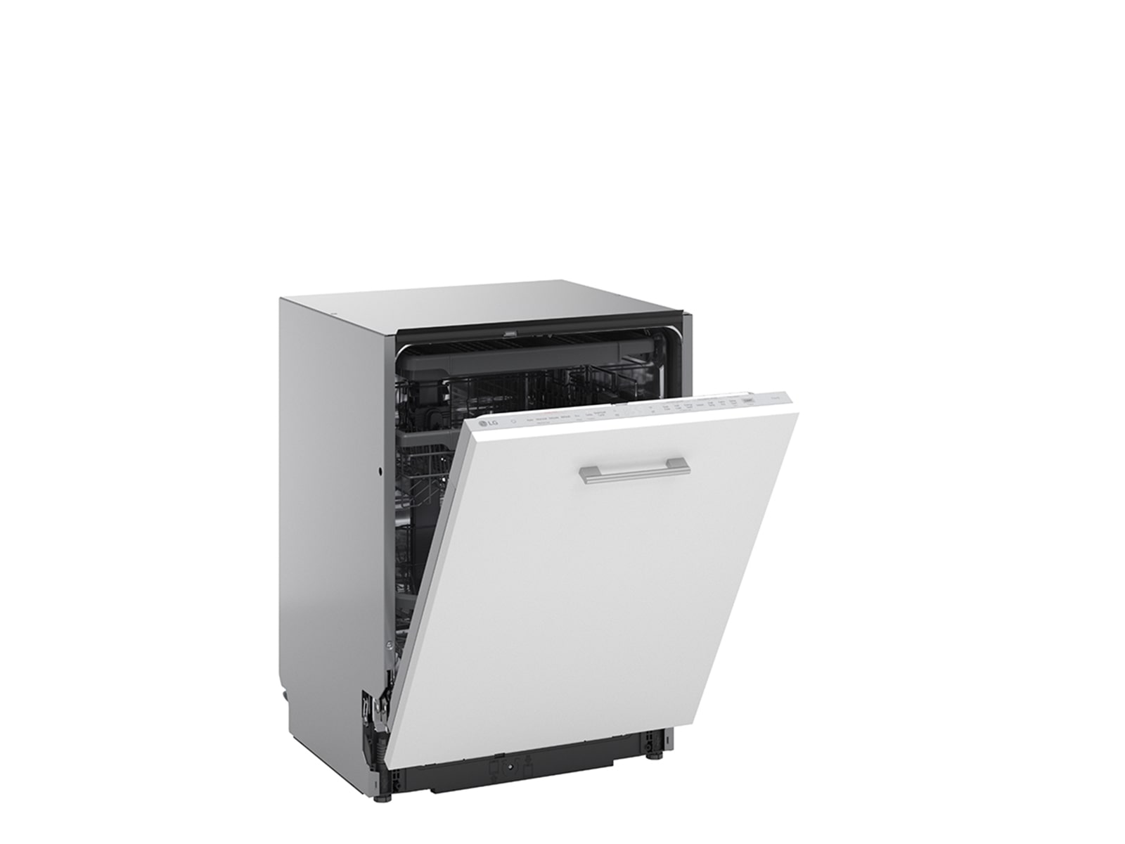 Prikazuje sliku modela mašine za pranje sudova sa delimično otvorenim vratima.