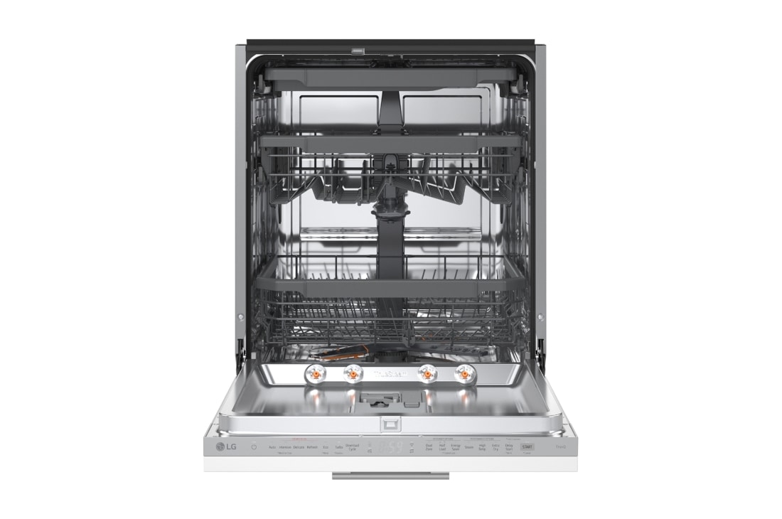 LG QuadWash™ Ugradne parna mašina za pranje sudova sa TrueSteam™ tehnologijom pare, vrata sa automatskim otvaranjem, set za 14 kompleta, ThinQ™  WiFi funkcija, front open view, DB375TXS, thumbnail 2