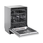 LG QuadWash™ Ugradne parna mašina za pranje sudova sa TrueSteam™ tehnologijom pare, vrata sa automatskim otvaranjem, set za 14 kompleta, ThinQ™  WiFi funkcija, -30 side open view, DB375TXS, thumbnail 9