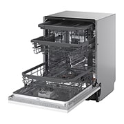 LG QuadWash™ Ugradne parna mašina za pranje sudova sa TrueSteam™ tehnologijom pare, vrata sa automatskim otvaranjem, set za 14 kompleta, ThinQ™  WiFi funkcija, 30 side open view, DB375TXS, thumbnail 14