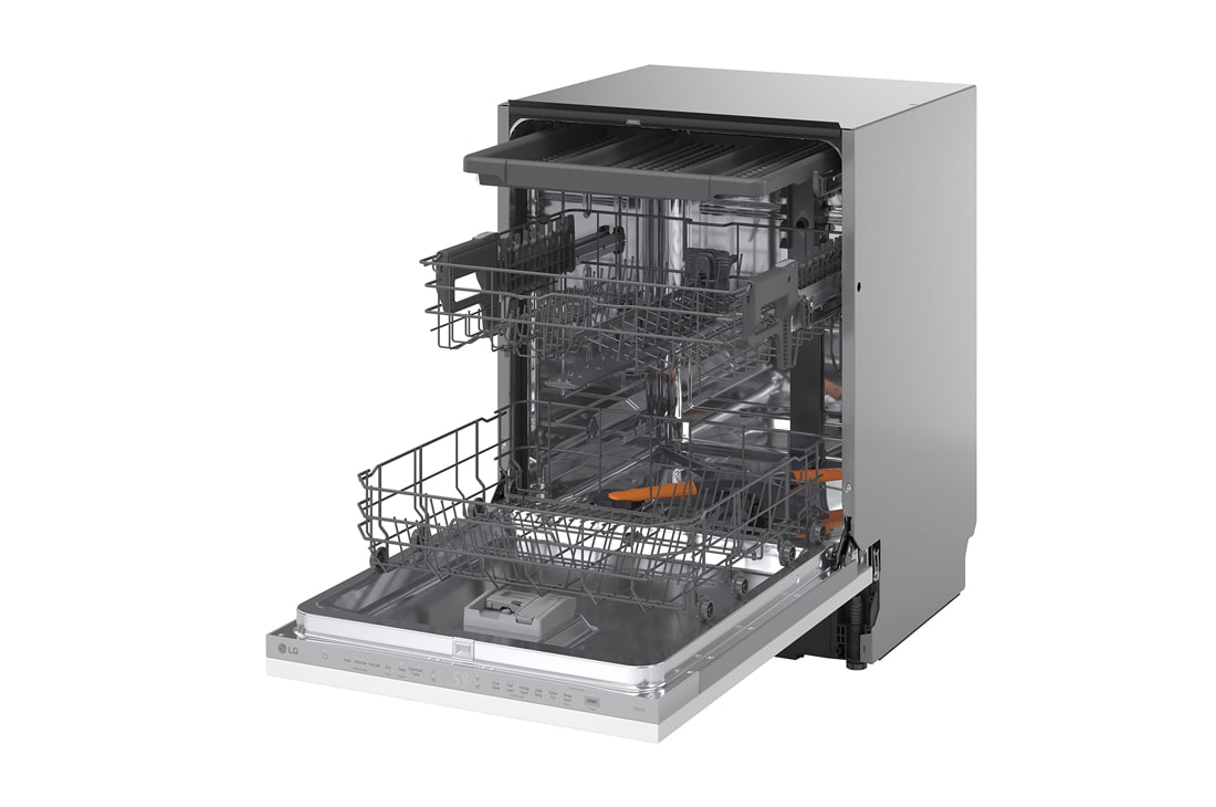 LG QuadWash™ Mašina za pranje sudova, Vrata sa automatskim otvaranjem, set za 14 kompleta, ThinQ™  WiFi funkcija, 30 side open view, DB273TX, thumbnail 14