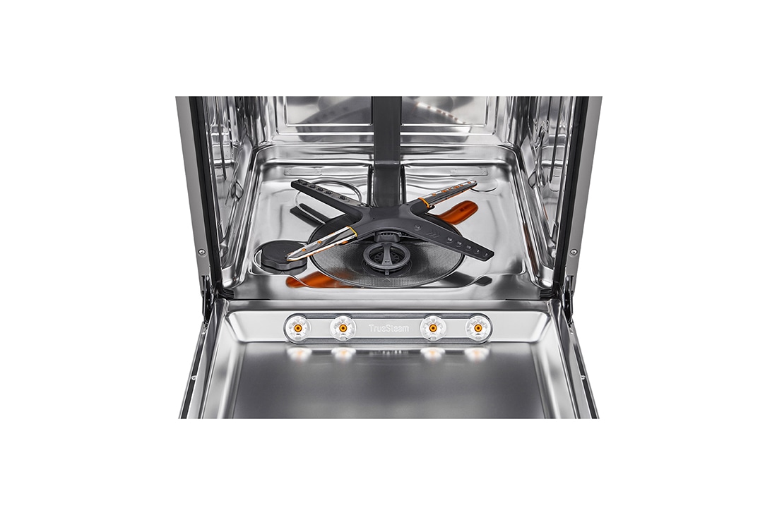 LG QuadWash™ Ugradne parna mašina za pranje sudova sa TrueSteam™ tehnologijom pare, vrata sa automatskim otvaranjem, set za 14 kompleta, ThinQ™  WiFi funkcija, Pogled odozgo spreda, DB597TXS, thumbnail 4