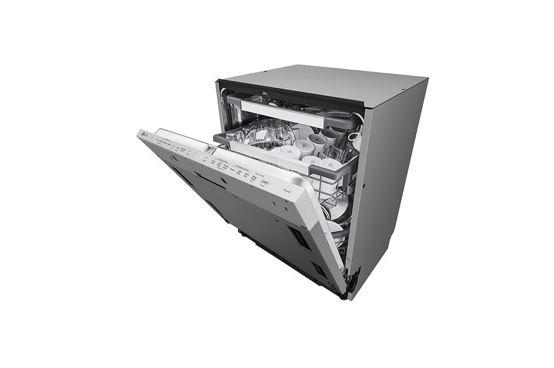 LG QuadWash™ Ugradne parna mašina za pranje sudova sa TrueSteam™ tehnologijom pare, vrata sa automatskim otvaranjem, set za 14 kompleta, ThinQ™  WiFi funkcija, Pogled sa leve strane, DB597TXS, thumbnail 9