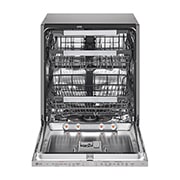 LG QuadWash™ Ugradne parna mašina za pranje sudova sa TrueSteam™ tehnologijom pare, vrata sa automatskim otvaranjem, set za 14 kompleta, ThinQ™  WiFi funkcija, Pogled spreda sa otvorenim vratima, DB597TXS, thumbnail 3