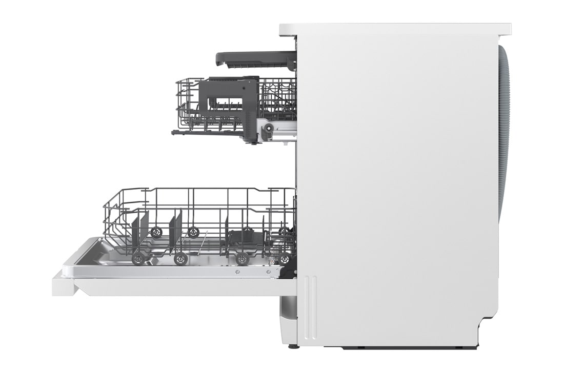 LG QuadWash™ Mašina za pranje sudova sa TrueSteam™ tehnologijom pare, vrata sa automatskim otvaranjem, set za 14 kompleta, ThinQ™ WiFi funkcija, side view, DF273FWS, thumbnail 17