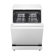 LG QuadWash™ Mašina za pranje sudova sa TrueSteam™ tehnologijom pare, vrata sa automatskim otvaranjem, set za 14 kompleta, ThinQ™ WiFi funkcija, side view with utensils stored, DF273FWS, thumbnail 5