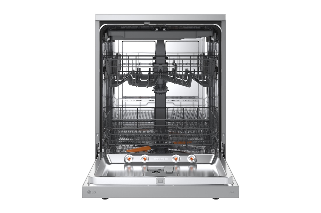 LG QuadWash™ Mašina za pranje sudova sa TrueSteam™ tehnologijom pare, vrata sa automatskim otvaranjem, set za 14 kompleta, ThinQ™ WiFi funkcija, front open with utensils stored, DF273FVS, thumbnail 2