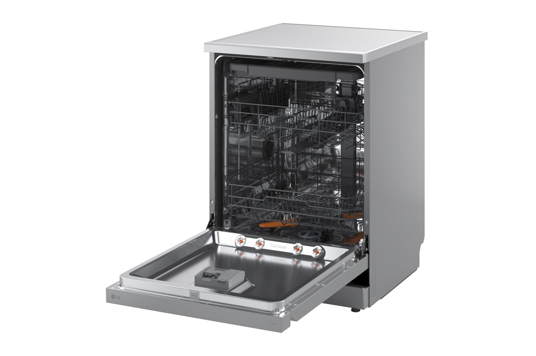 LG QuadWash™ Mašina za pranje sudova sa TrueSteam™ tehnologijom pare, vrata sa automatskim otvaranjem, set za 14 kompleta, ThinQ™ WiFi funkcija, side view, DF273FVS, thumbnail 13