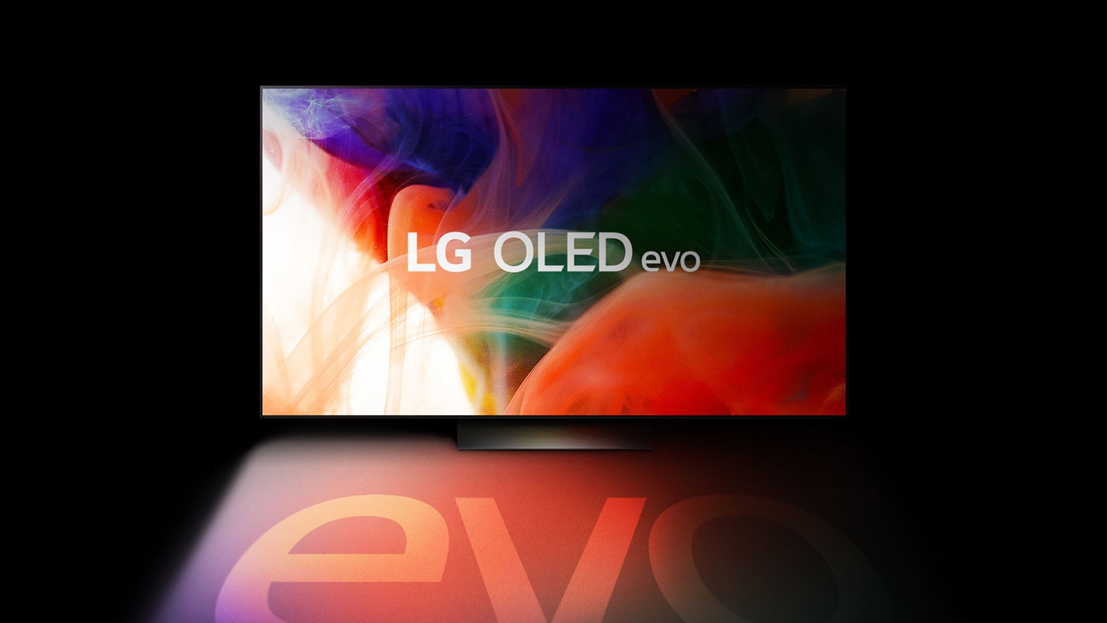 Živopisna apstraktna slika prikazana je na LG OLED evo televizoru.