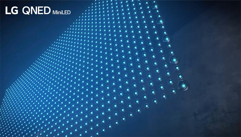 Video snimak koji prikazuj različite elemente LG QNED MiniLED ekrana.