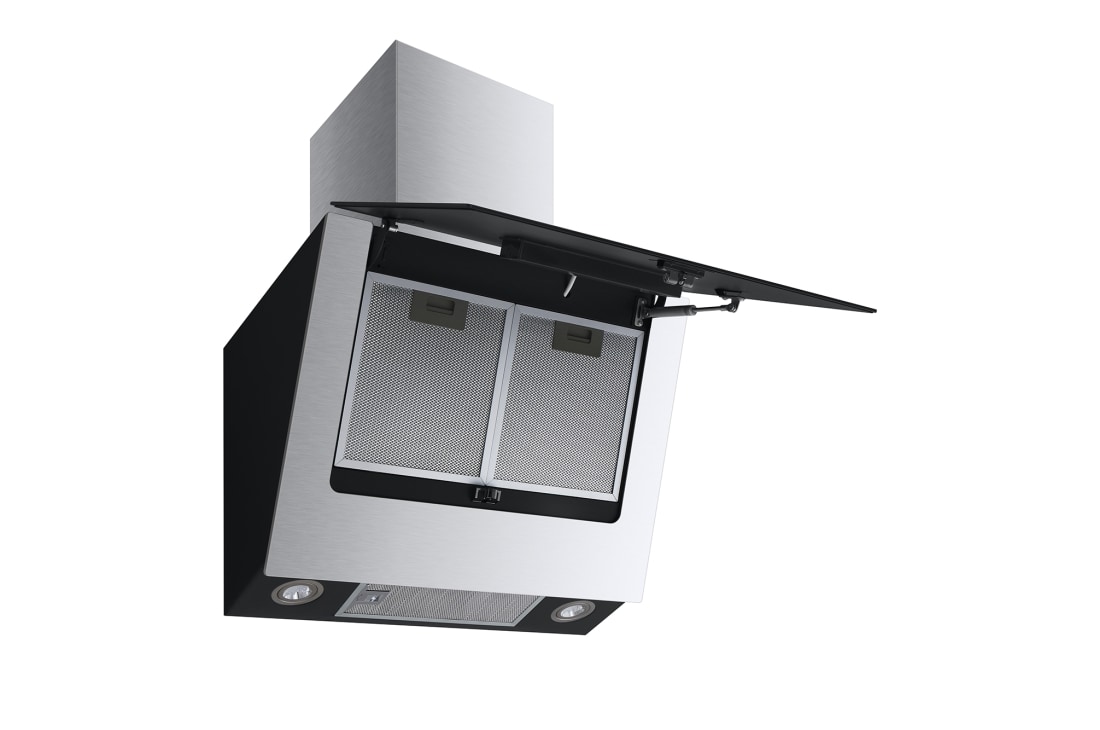 LG Ugradni aspirator širine 60 cm, maksimalnog kapaciteta ventilacije 649 m3/h i WiFi funkcije, Pogled odozgo u perspektivi sa otvorenim otvorom za deterdžent, HCEZ2428B, thumbnail 9