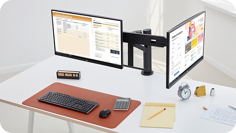 LG Ergo monitori pružaju širi opseg pomeranja – nagib, visina, okretanje, obrtanje, produžavanje, uvlačenje.