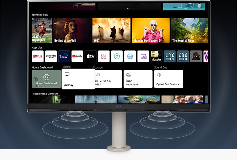 Možete da istražujete razne serije i filmove putem ugrađenih aplikacija pomoću sistema webOS22. Osim toga, 2 stereo zvučnika od 5 W doprinose potpunijem i sveobuhvatnijem doživljaju zvuka. 