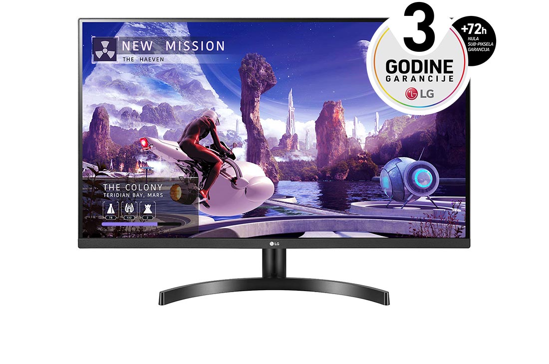 LG 31,5'' QHD IPS monitor  s HDR10, AMD FreeSync™ , prikaz spreda, 32QN600-B
